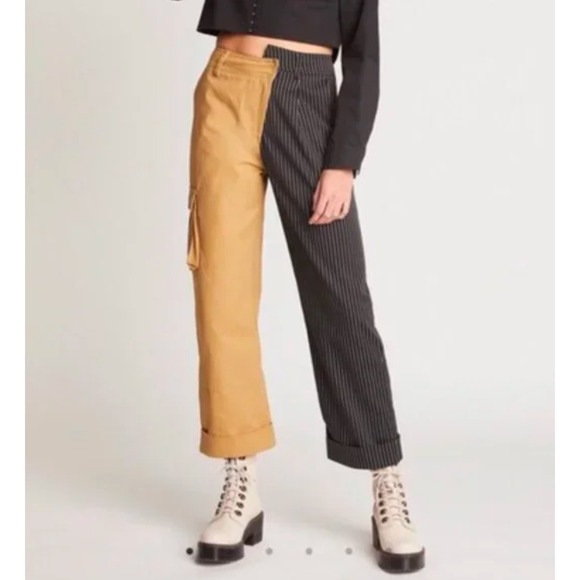 Choosy Khaki/Black Two Tone Pants Size 2 NWT - Picture 2 of 7